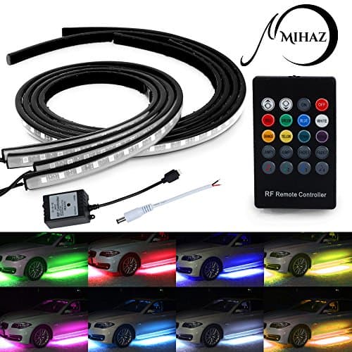 Underglow Lighting Kit, Mihaz Led Glow light Atmosphere Under Car Wireless Remote Control RGB Colors Musical Active (60-90 cm)