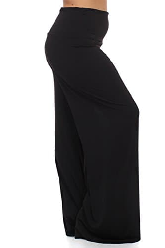 Plus Size Women's High Waist Stretchy Solid Palazzo Pants Made in USA 1X Black