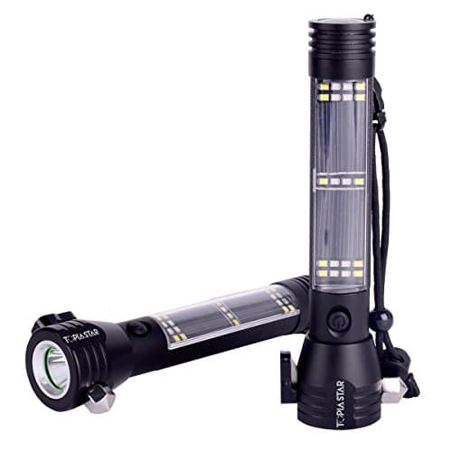 TOPIA STAR Multi-functional Emergency Rechargeable Solar Flashlight With 7 Modes For Outdoor Sports