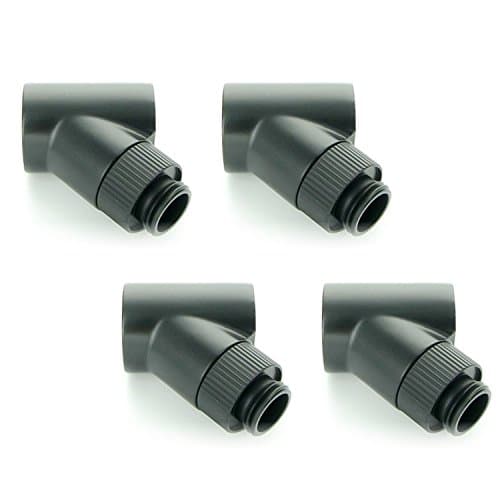Monsoon G1/4" 45° Rotary Fitting, 1/2" OD Matched Body, Matte Black, 4-pack