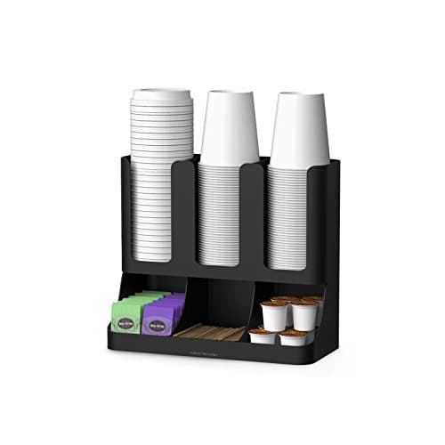 Flume' 6 Compartment Upright Coffee Condiment and Cups Organizer