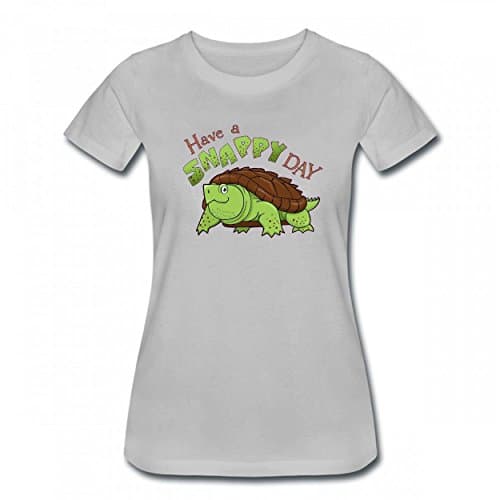 xdondoo Have a Snappy Day Turtle Fun Tshirt Printed T-Shirts Original Women's Tee Gray