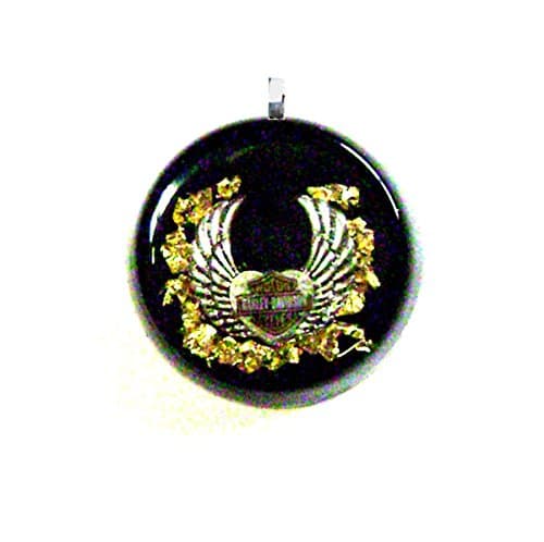 Orgone Harley Davidson Pendant, Gold Leaf as Simulated Fire, Soothes Pain