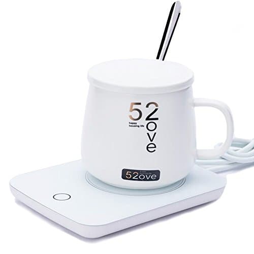 Coffee Mug Warmer Longwei Auto Shut Off Desktop Coffee Cup Warmer (Up to 131℉/55℃) Waterproof Electric Beverage Warmer Plate for Office & Home Hot Tea Water Soup or Milk with White Ceramic Mug