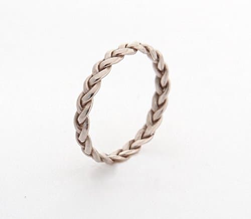 Handmade White Gold Wedding Band for Women, Stackable wedding ring for her, Braided gold vermeil ring