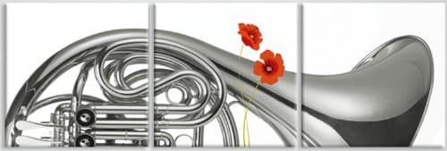 HORN/MUSICAL INSTUMENT ready to hang 3 panel set digital wall print mounted on fiberboards/better than canvas prints SIZE: XS/S/M/L (2) 8"x8"x0.8"(each panel)X3Panels)