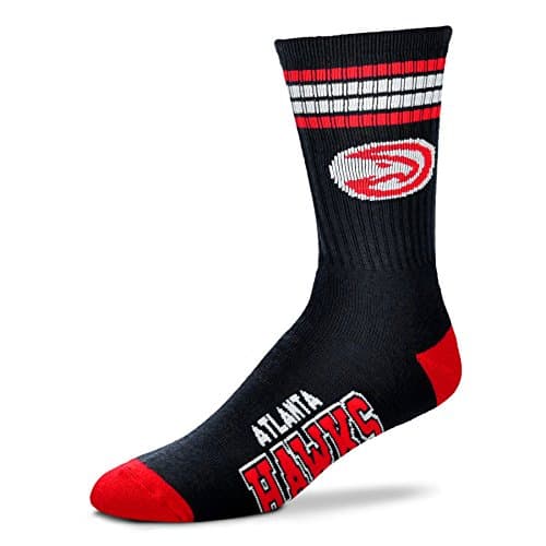 NBA 4 Stripe Deuce Socks - Men’s Large (fits 10-13) 10 Teams Available (Atlanta Hawks)