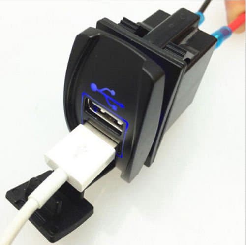 Universal Rocker Dual USB Waterproof Socket with LED Light, Purishion Dual USB Charger for Car MotoBike Boat 3.1A Dual USB Power Supply Charger Adapter 12-24V for iPhone Samsung etc.(Blue)