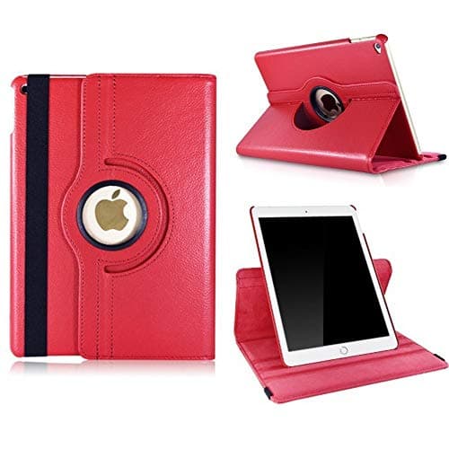 iPad Air 2 (A1566,A1567) Case, 360 Degrees Rotating Multi Angles Magnetic Screen Protective Stand Case Cover for Apple iPad Air 2 (Red)