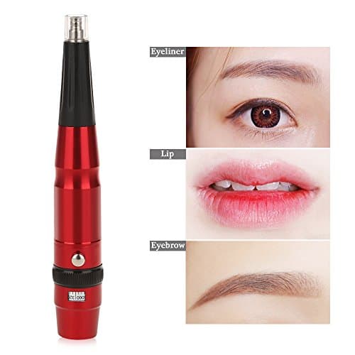 ShakeLady Adjustable Strong Powerful Tattoo Machine Kit Pen Power Supply for Permanent Makeup Eyebrow Eyeliner Lip with 10 Needles and Mouth Tips (Red)