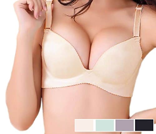 Tomas Marshal Women Bra Everyday Bra Basic Bra Comfort Bra Lightly Padded Bra Plunge Demi Bra t shirt Bra (36C, Skin)