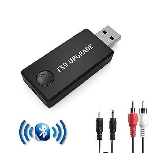Bluetooth Transmitter, Low Latency, (3.5mm, RCA, Computer USB Digital Audio) Dual Link Wireless Audio Adapter for Headphones, Plug and Play, No Built-in Battery But Forever Power (Black)
