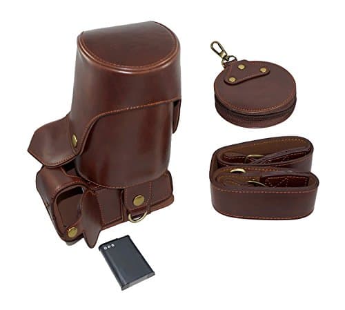 Full Protection Bottom Opening Version Protective PU Leather Camera Case Bag with Tripod Design Compatible For Canon EOS 700D with Shoulder Neck Strap Belt and Storage Card Case Dark Brown