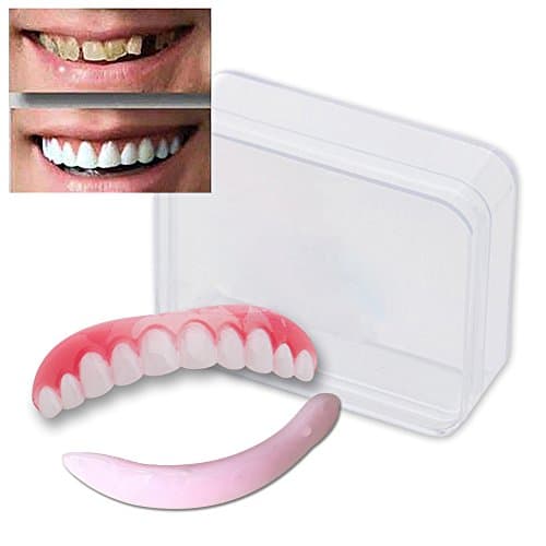 EHOLIFE Cosmetic Teeth for Women Men 1 Pack.(Small, Bleached) Uppers Only Arrives Flat (M) As Seen On TV