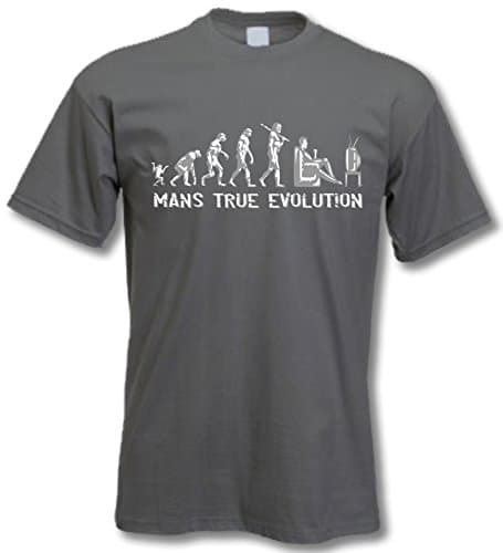 Mans True Evolution - Funny Birthday Gift / Present T-Shirt Mens Charcoal 2XL