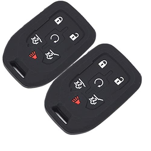 2Pcs MJKEY 6 Buttons Black Silicone Rubber Keyless Entry Remote Key Case Cover Fob Bag Shell Jacket Holder Protector for 2017 2016 2015 Chevrolet Suburban LTZ Tahoe GMC Yukon XL Acadia HYQ1AA