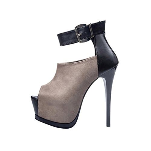 PU Splicing Shoes Boots Sandles Gray US 8