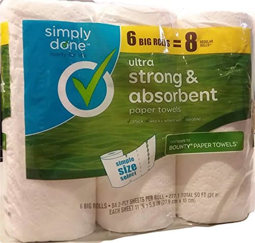Simply Done Simple Size Select Paper Towels, White, 6 Big Rolls