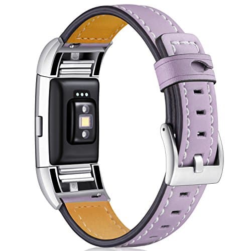 Dizywiee for fitbit charge 2 bands, Fitbit charge 2 accessory wristband with stainless steel connector, Genuine leather charge 2 replacement bands women men