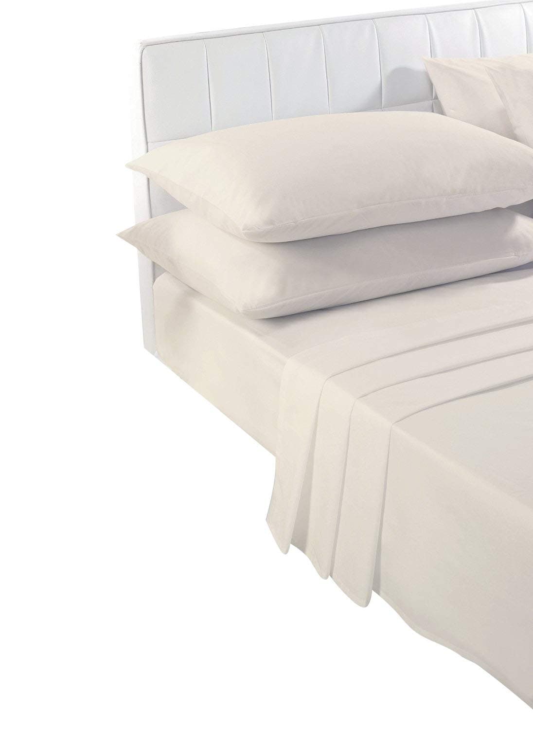 Voice 7 Non Iron Poly Cotton Pillow Cases Pair only - 21 Colors Choice (Cream)