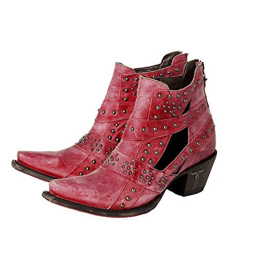 Lane Boots Women's Studs and Straps Boot, Red, 10.5 Medium US