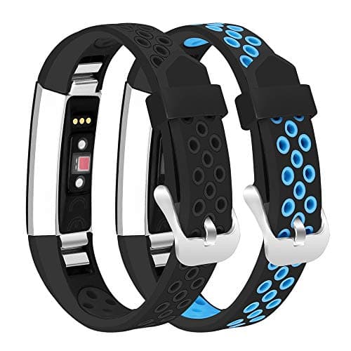 Mosstek Bands Compatible with Fitbit Alta/Alta HR/Fitbit Ace, 2 Pack Breathable Silicone Replacement Sport Wristbands with Air Holes Compatible Fitbit Alta/Alta HR/Ace Women Men