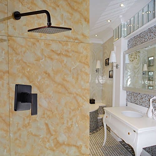 Oulantron Square 8" Rainfall Shower Head with Single Handle Mixer Control Oil Rubbed Bronze