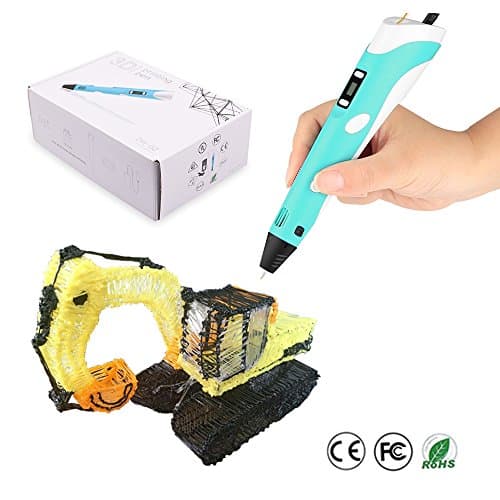 JYFU 3D Doodle Printing Pen with High Low Temp Modes LCD Temp Display Screen Low Temp Nozzle Low Noise for Arts Crafts DIY Perfect Gift for Kids and Adults, Blue Yellow (blue)