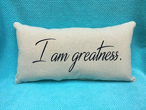 I am Greatness, Canvas Beige and Black Pillow, Inspiration, Scripture, Christian, Lumbar Pillow, Inspiration, Home Decor