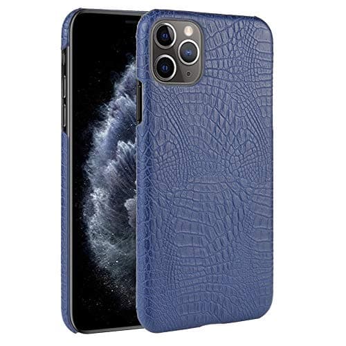 Yiherfree for iPhone 11 Pro Max Shockproof Crocodile Texture PC + PU Case(Black) Blue