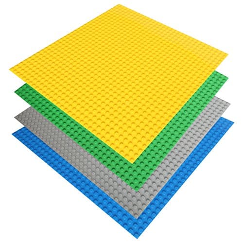 Smart Builder Set of 4 LARGE Lego Compatible 10X10 Stackable Building Baseplates, 4 Colors