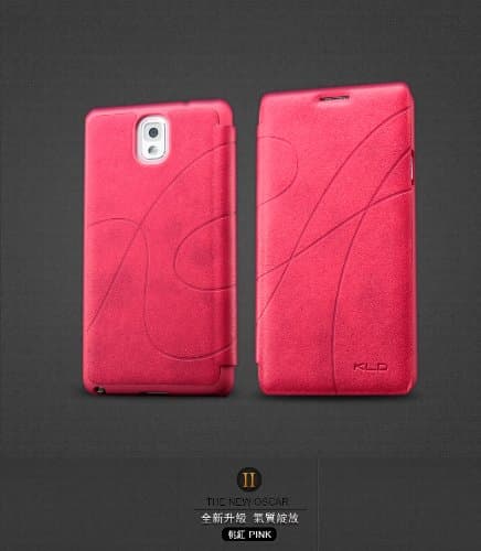 JWS GROUP KLD Oscar II Style Snap-on Ultra Thin Side Flip Synthetic Leather Cover Case for Samsung Galaxy Note 3 III N9000 N9002 N9005 (Hot Pink)