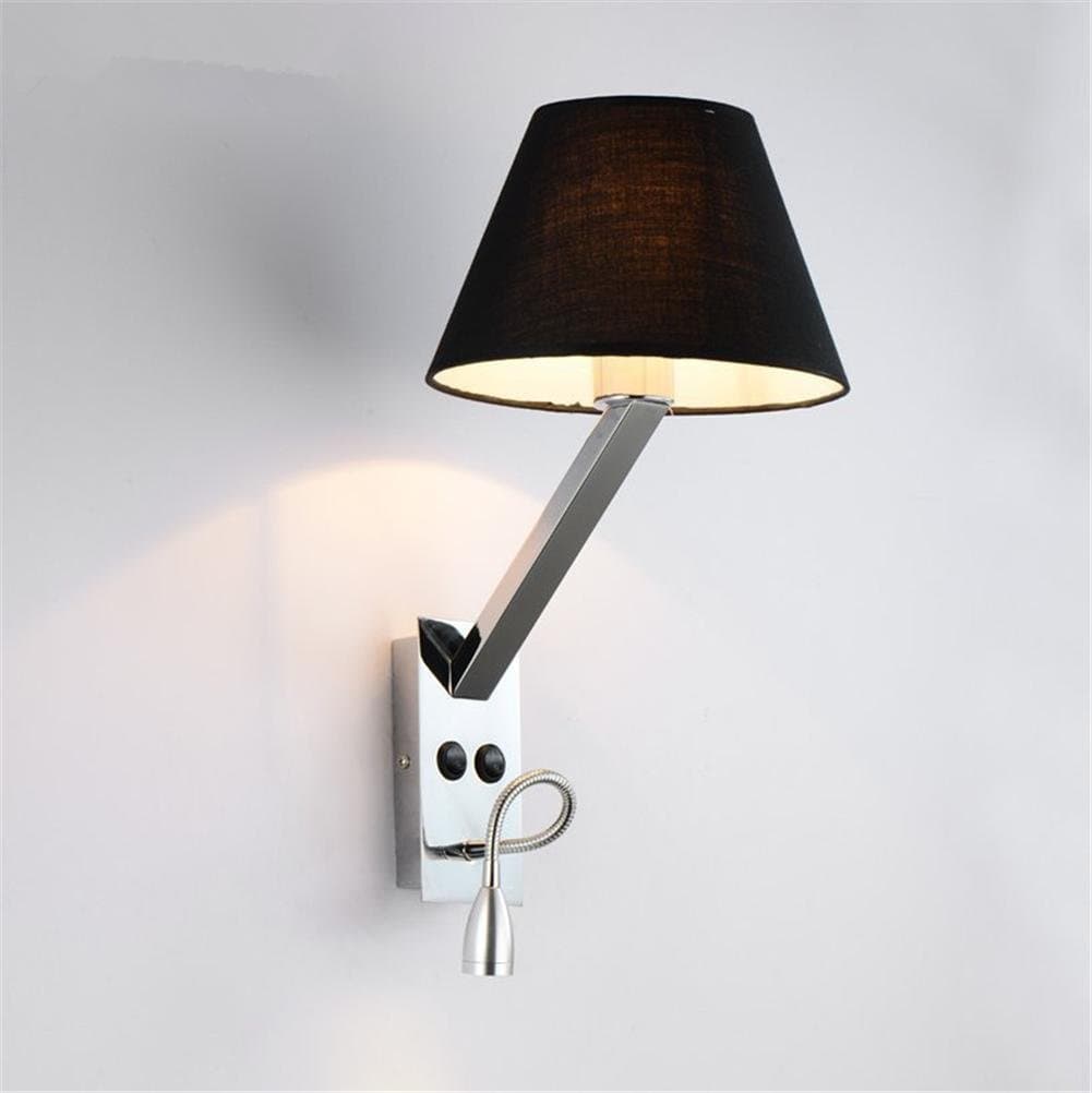 Atmko®Wall Lights Wall Lights Modern Reading LED Polished Chrome Wrought Iron Wall Lamp Adjustable Metal Swing Arm and Fabric Lamp Shades with Sectional Switch Living Room Bedroom Hotel Bedside