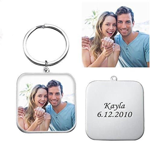 Personalized Engraved Photo Keychain 925 Silver Custom Keychain Key Ring For Fathers Day Gifts - Full Color