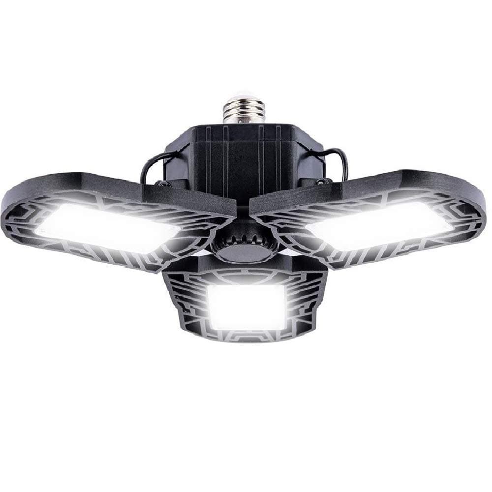 4 Pack LED Garage Lights,80W Deformable Garage Light,8000LM 6000K 110V E26/E27 Super Bright Adjustable with High Bright Garage Light for Garages,Warehouse