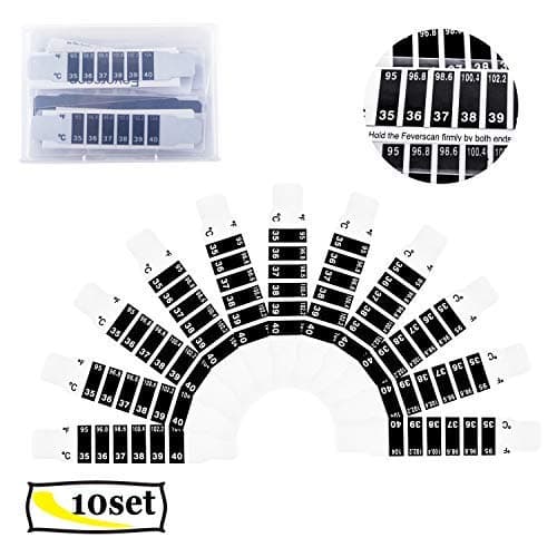 AnsblueForehead Thermometer Strips,Thermometer Strip,Forehead Head Strip Thermometer, Travel-Sized & Reusable,95℉to 104℉ & 35℃ to 40℃- 10 pcs/Set