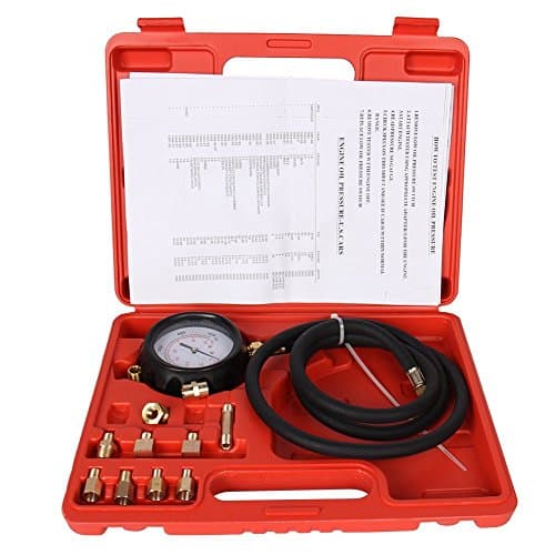 High Performance 12 Pieces Automatic Transmission Engine Oil Pressure Tester Gauge TU-11A Diagnostic Test Kit 0-500psi(Automatic Transmission Pressure Tester)