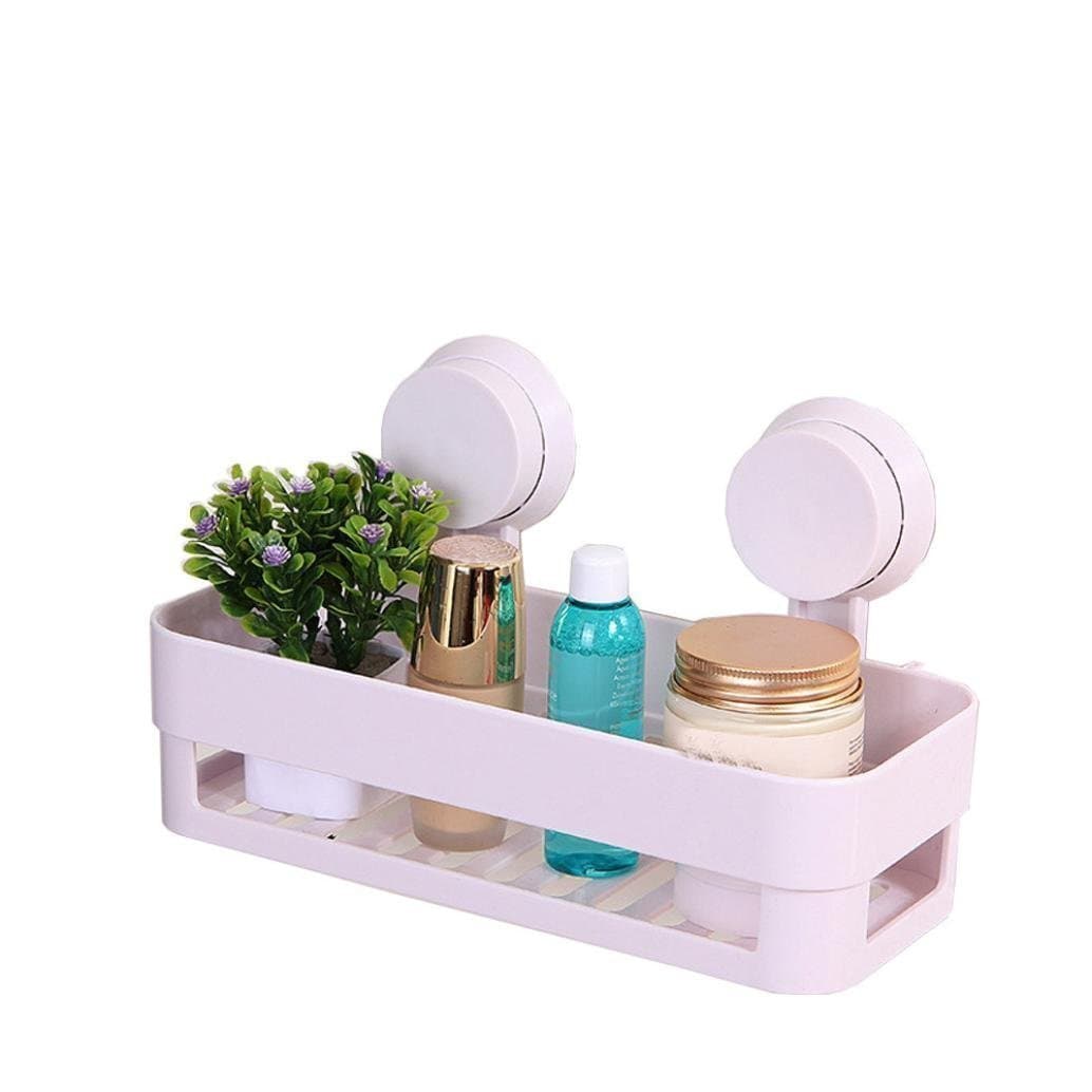Aoxintech Kitchen Bathroom Shelf Plastic Shower Caddy Organizer Holder Tray With Suction Cups (White)