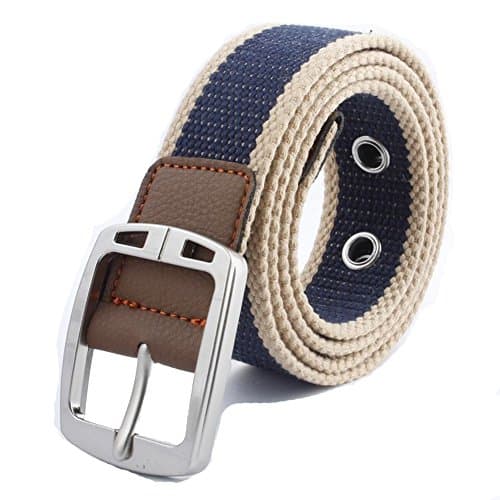 Nylon Belt Adjustable Waist Web Belt Strap, Boys lastic Stretch Canvas Web Belt Flip- Mountain Climbing Webbing Belt (38-Inch Maximum Waist/Medium, Beige Blue)