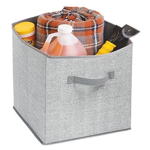 mDesign Auto Trunk Storage Organizer Bin for Groceries, Tools, Umbrellas, Sports Equipment, Accessories - Gray