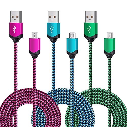 USB Cable Android, NonoUV 3-Pack USB 2.0 A Male to Micro B Braided High Speed USB Charger Cables Android USB Charging Cord for Samsung Galaxy S7 S6 Edge S4, Note 4 5, HTC, LG, Nexus, Tablet, PS4, XBOX