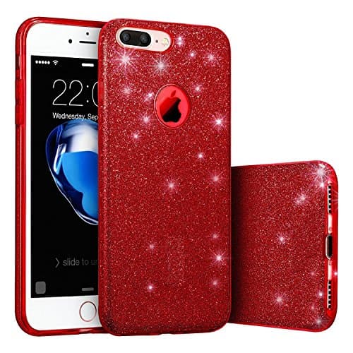 iPhone 7/8 Plus Case Shine Bling Glitter Case for Girl for Women, Truecore Crystal Rhinestone Sparkle Glitter Diamond Case Fashion Beauty Cover for iPhone 7/8 Plus (red)