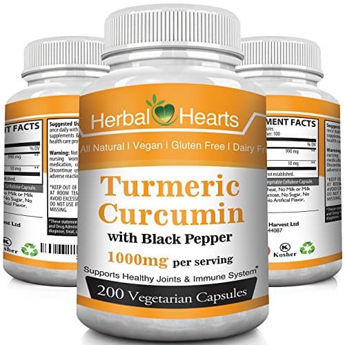 Organic Turmeric/Tumeric Curcumin with Black pepper Extract 1000 MG l Best Vegan Joint Pain Relief, Anti-Inflammatory, Arthritis, Antioxidant & Anti-Aging Supplement. (200)