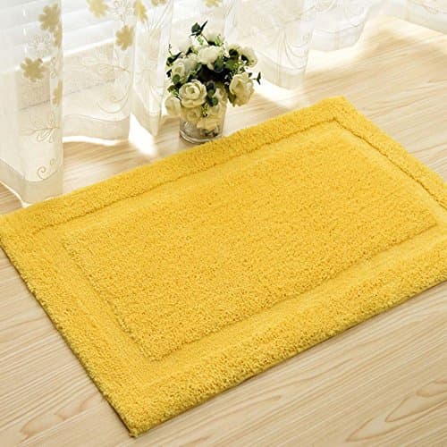 LovingIn Microfiber Polyester Non-Slip Rectangular Spa Mat, Plush Water Absorbent Accent Rug for Bathroom Vanity, Bathtub/Shower, Machine Washable Yellow 17x25inch