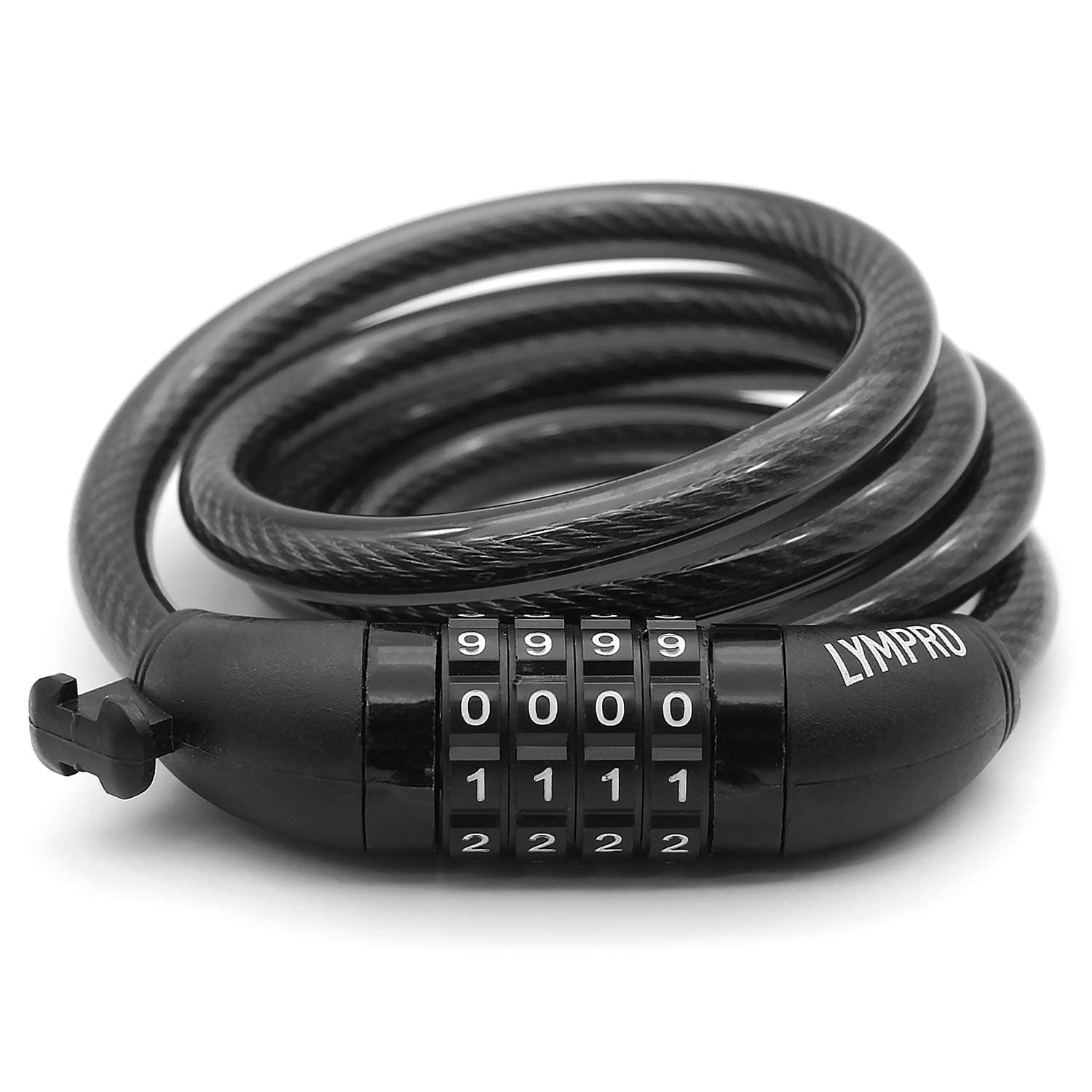 LYMPRO Bike Lock with Mount, 110 cm – 4 Digit Combination Cable Lock for Bicycle/Mountain Bike/Scooter