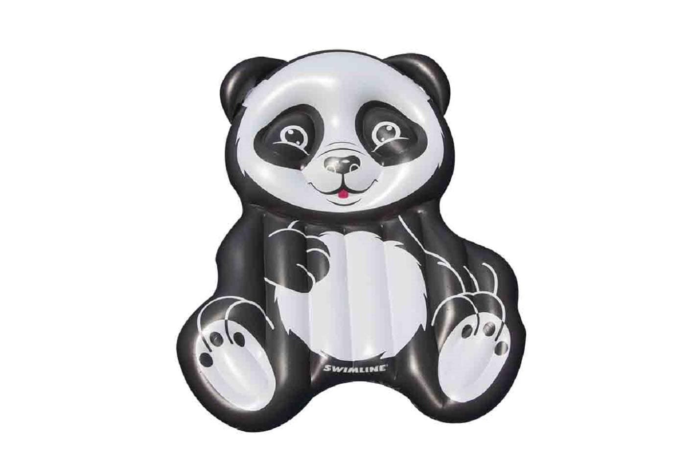 71" Black and White Inflatable Oversized Panda Swimming Pool Float