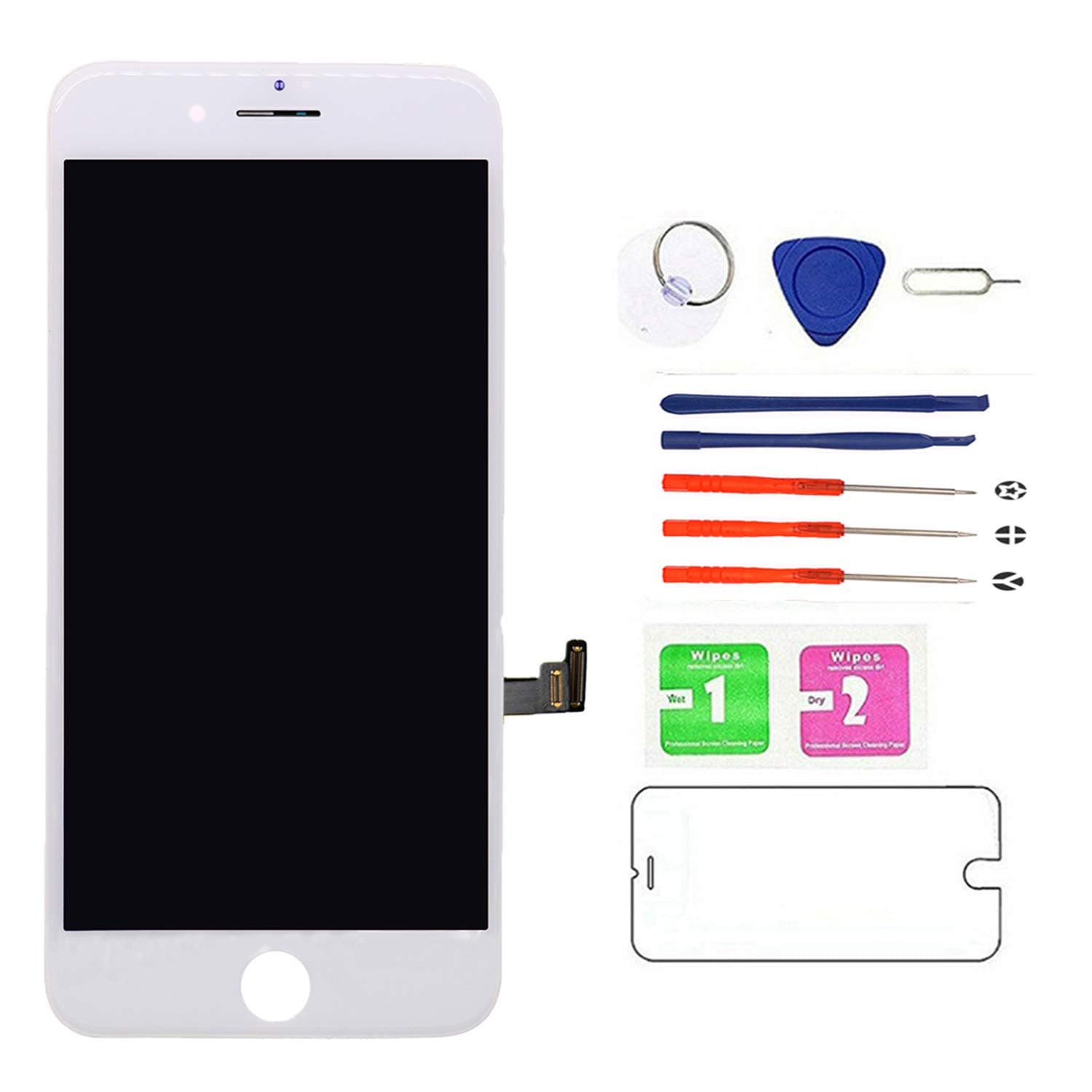 Screen Replacement for iPhone 7 Plus White, LCD Display and Touch Screen Digitizer Replacement with Repair Tools and Screen Protector with A1661 A1784 A1785 All Version