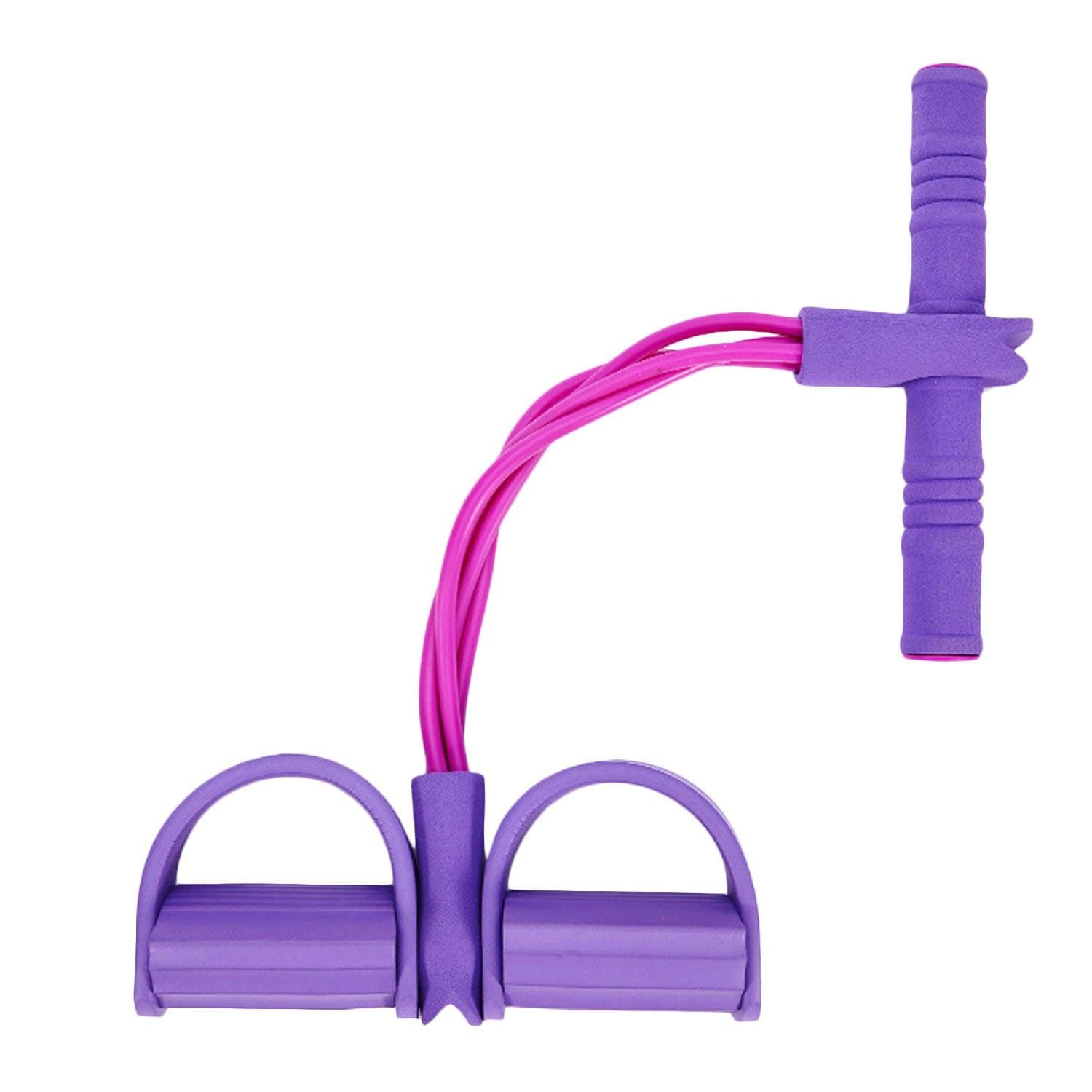 Beetest® Training Resistance Multifunctional 4 Tube Leg Exerciser Pull Rope Yoga Fitness Foot Pedal Pull Ropes Sit-Up Expander Bodybuilding Bands for Home Gym Equipment