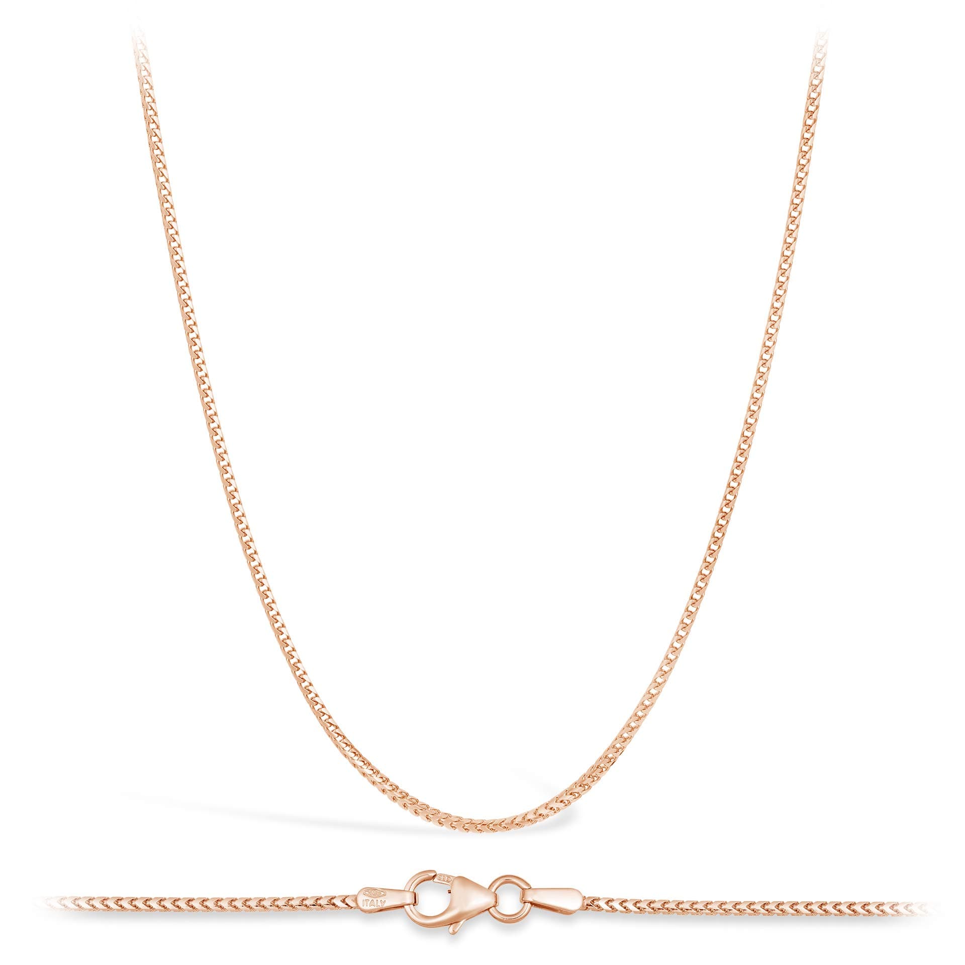 14 Carat/585 Red Gold 1.3 Mm Wide Rectangular Pipe Franco Chain Various Lengths