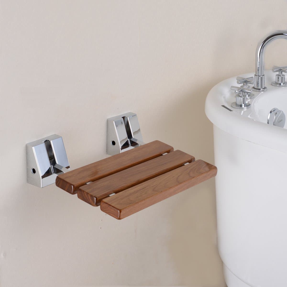 HANEBATH Teak Folding Shower Seat - Natural